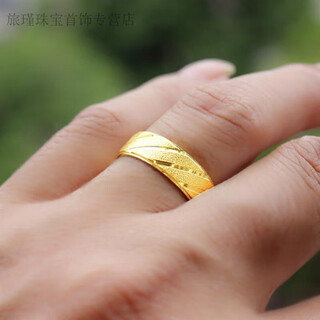 Campuskingly old phoenix 999 gold simple men's and women's ring ring ring large wide frosted pattern personality simple european size 24 (thick fingers) the same style