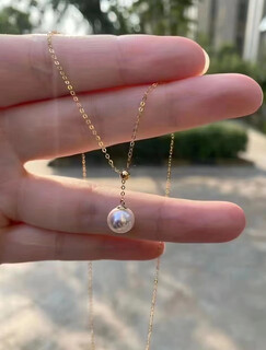Iosn japanese natural seawater akoya pearl pendant 18k gold y chain pendant perfect round extremely bright temperament necklace 18k gold kajia y chain akoya pearl heavenly grade 7-7.5mm