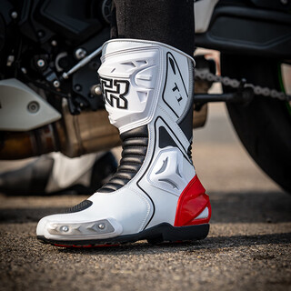 Tr motorcycle riding shoes men's all-season anti-fall long-distance tiger road riding boots non-slip wear-resistant racing motorcycle boots black and white red boots 42