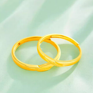 Oah gold 999 möbius couple rings plain ring as a gold-plated birthday gift for girlfriend and boyfriend lao fengxiang's same style twin knot couple's ring lao fengxiang's same style pair of rings