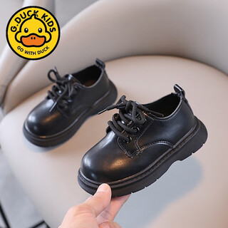 G.duck little yellow duck boys' leather shoes 2025 new children's leather shoes casual small leather shoes british style fashion children's shoes black 24 inner length about 15