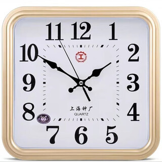 Shanghai silent clock living room wall clock large size home clock electronic wall clock large quartz clock wall clock 28*29 cm i-shaped square silver frame 12 inches