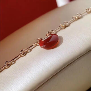 French carnelian ruyi bracelet 925 sterling silver electroplated 18k gold summer exposed wrist red to show white personality