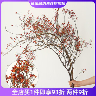 Wen shi ou shan return natural plant dried flower bouquet living room decoration wabi-sabi wind flower arrangement dry branches decorative ornaments dry branches fine red mountain return 5 dried flowers 100-115c