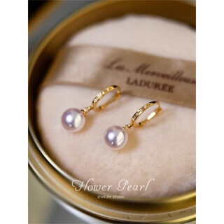 Quamer outlet 18k gold saltwater pearl earrings women's ear hooks waltz of love earrings丨selected 18k gold freshwater saltwater pearl earrings