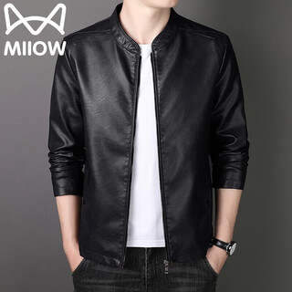Cat man jacket men's leather jacket spring and autumn men's jacket outdoor casual trend versatile loose top black 2xl