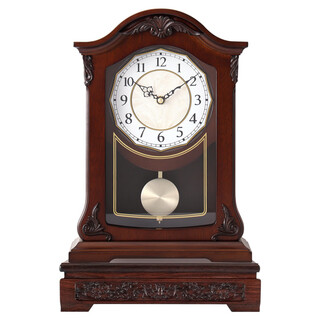 Mapleleaf new chinese-style living room simple solid wood clock home retro art clock simple creative european clock ornament 8036 arabic + time sound + base