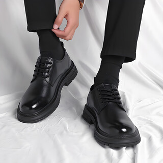 Telexi young men's round toe large size genuine leather breathable soft leather thick sole broad toe formal business casual british black leather shoes black please take one size larger for wider feet 46 (280mm) = sports shoes 47