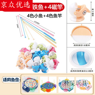 Fishing toys magnetic small fish children's rod fish accessories set baby electric rotating children's fishing toy 4 magnets + 15 magnet fish classic fish plate