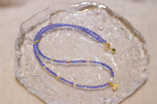 Shengbei original design natural sapphire tanzanite faceted necklace clavicle chain with freshwater pearl fairy style