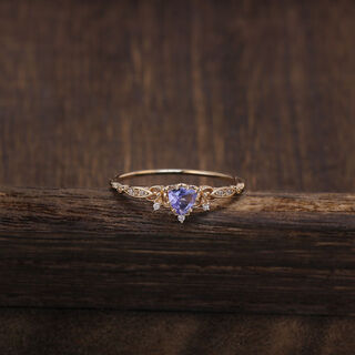 Hunter japanese style natural tanzanite retro rhombus hollow exquisite niche personalized earrings snow mowing ring for women tanzanite no. 5