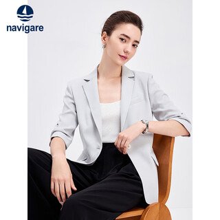 Navigare italian small sailing women's mid-sleeve suit casual single suit commuter suit jacket 2311805501 gray l