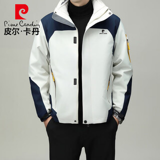 Pierre cardin jacket men's autumn and winter casual jacket couple three-in-one waterproof mountaineering suit off-white 2xl
