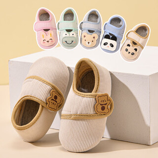 Ono seven days spring and autumn children's floor socks baby not easy to slip boys shoe covers infant kindergarten indoor toddler shoes children's toddler shoes khaki m single layer