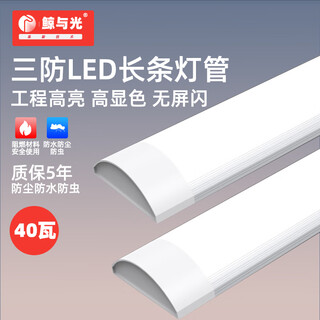 Whale and light, three-proof led lamp, purification lamp, integrated strip lamp, display cabinet fluorescent lamp, office property garage project, super bright and energy-saving, semi-circular model - 1.2 meters - white light 40w