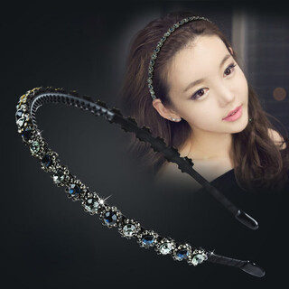 Aitanfang korean crystal short hair headband female adult hair clip hair anti-slip rhinestone toothed hair clip headband clip gray blue