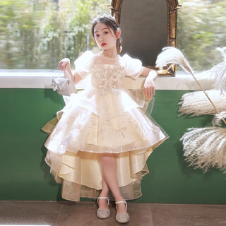 Anne youer princess dress girls high-end dress flower girl girl dress children's host piano performance costume champagne 120