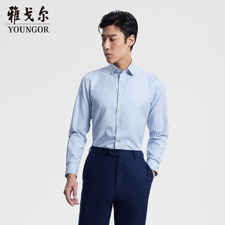 雅戈尔【TNDP200支】秋冬商务高端全装衬免烫条纹长袖衬衫男 119754Q
