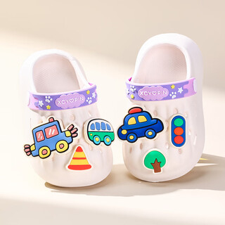 秀才胡同绍兴巴迪龙儿童洞洞鞋女孩夏季2024新款卡通可爱宝宝拖鞋女童凉拖 白色 18 内长cm