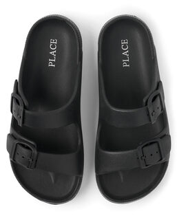 The children's placethe children's place boys' two-buckle slip-on sandals, black, 5 olds black 5 olds