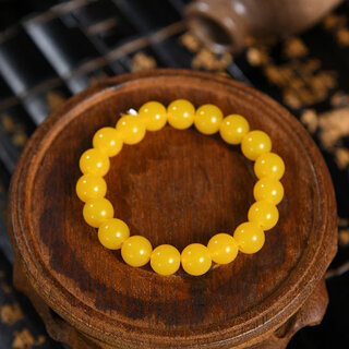 Fat donglai quality yellow beeswax bracelet second generation chicken fat amber buddha beads single circle men's and women's bracelet fashion bracelet 10mm beeswax bracelet-19 pieces