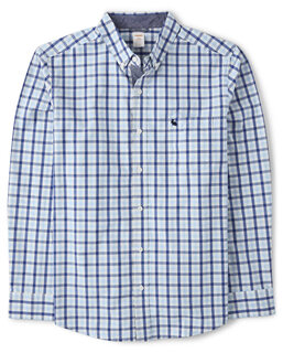 Gymboreegymboree men's dad and son matching long sleeve button-down shirt, party blue, s party blue s