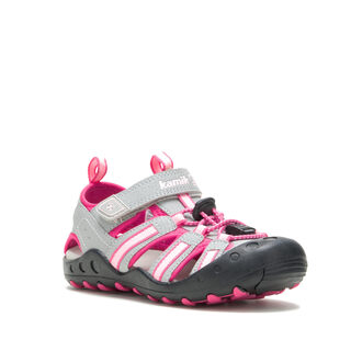 Kamik children's outdoor sports sandals, waterproof, breathable and lightweight, casual beach shoes for boys and girls, gray/pink, 6 large children