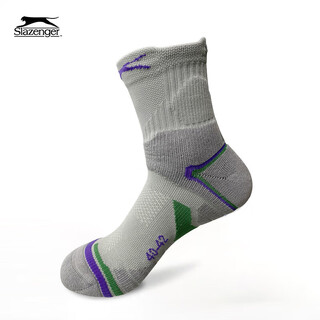 史莱辛格（Slazenger）功能网球袜男女加厚吸汗羽毛球袜透气毛巾底运动灰色功能袜43-45