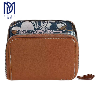 Hermes (hermes) 2025 new women's new wallet silk twill printed calfskin short coin card holder style 7