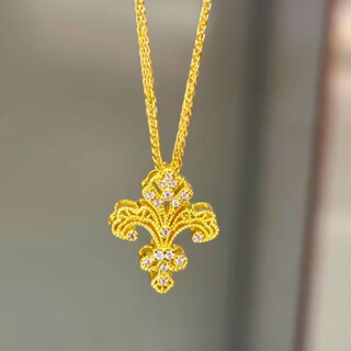 Allied pure gold 9995d moissanite inlaid diamond iris gold pendant simple, versatile and high-class gift for your girlfriend. the gold weight is about 3.1g. the more you pay, the less you will pay.
