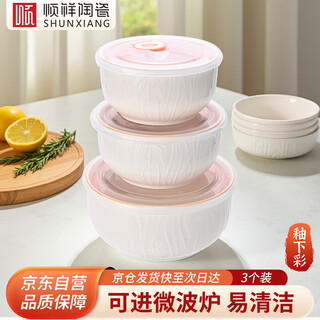 Shunxiang fresh-keeping bowl ceramic household tableware set with rice bowl, lunch bowl, instant noodle bowl with lid, suitable for microwave oven