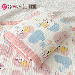Pick up cat six-layer gauze towel quilt cotton children's cotton gauze blanket summer quilt baby air-conditioning blanket nap blanket thin sweetheart cat fun 0cm0cm110x110cm model maternal and infant grade six