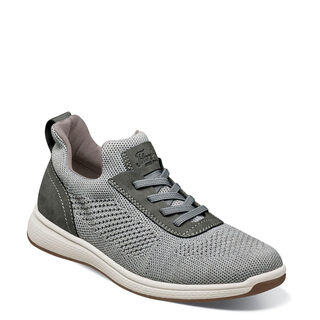 Florsheim boys' casual sneakers, elastic knitted surface, comfortable and breathable, gray 5 big kid
