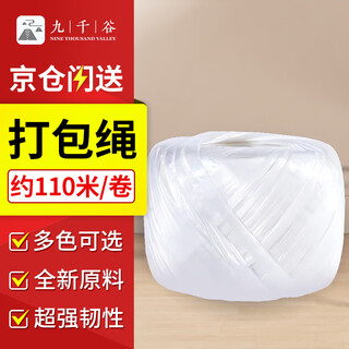 Jiuqiangu packing rope, bundling and packing plastic rope, nylon packing rope, packing belt, warehouse packaging rope, grass ball rope, thickened, wear-resistant, no hurt to hands, white 150g/roll about 110 meters