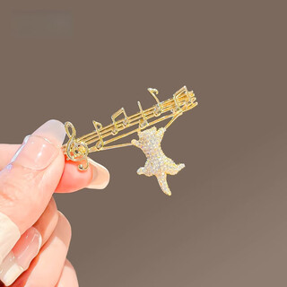 Woug kitten playing piano brooch female niche design cute music pin clothes corsage music kitten pin