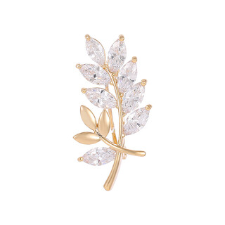 Chiying 2025 new trendy leaf brooch high-end women's exquisite leaf small corsage brooch ins high-end champagne gold