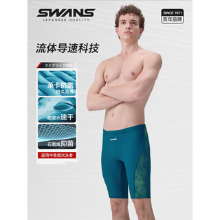 Swans swimming trunks for men, anti-embarrassment, quick-drying, anti-chlorine, adult five-point racing training new swimming equipment, midnight blue m