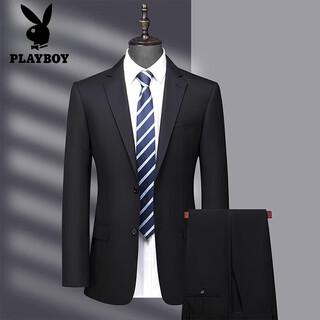 Playboy (playboy) high-end worsted wool suit suit men's business slim formal suit jacket commuter trousers two-piece set 7001 black suit + trousers m 170 it is recommended that 100 jin jin is equal to 0.5 kg -125 jin jin is equal to 0.5 kg