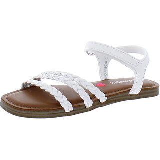 Steve madden girls' shoes unisex georjia flat sandals, white white 1 little kid