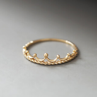 Oemg korea pure 14k gold ring versatile light luxury niche design simple sweet style twist pole k gold crown ring spot ring size 6