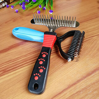 Dog hair brush depilation comb long-haired alaskan border collie golden retriever special large dog nail rake comb old style double row comb + large knot opener