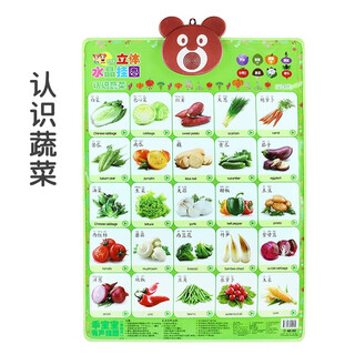 康乐乖宝宝宝宝早教有声挂图婴儿启蒙儿童认识动物水果认知动物墙贴玩具 认识蔬菜