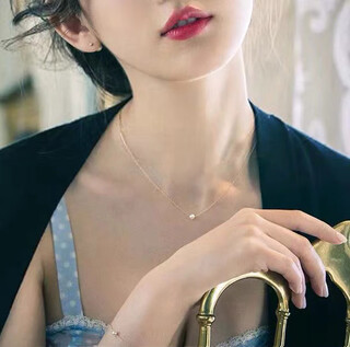 Iosn yuhuang queen japan akoya seawater pearl passepartout 18k gold clavicle chain extra fine single bead necklace pendant small 5.5-6 43 cm
