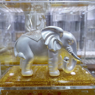 Meifuren sterling silver auspicious elephant ornaments pure silver home office crafts housewarming and opening gifts business gifts pure silver male elephant ornaments 175g 3g