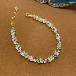 Shaoyu natural tanzanite tsavorite bracelet s925 high clarity color high gorgeous 3*4mm