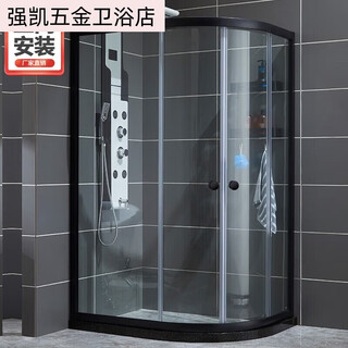 Yusenyi comes to install space aluminum shower room, bathroom curved sector partition screen, bathroom sliding door, explosion-proof glass, bright silver a, bright silver a90*90, no film, no nanometer, non-main picture, self-installation