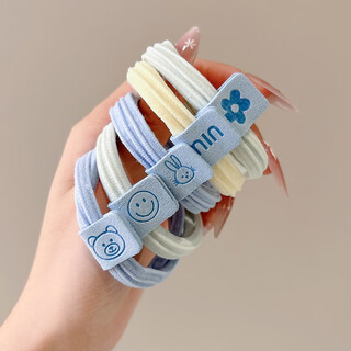 Demina's sweet sea salt blue hair band for women, high-end, fresh, high-elasticity, durable, ponytail rubber band, versatile hair accessories, sea salt series, 5 pieces - blue label miiu