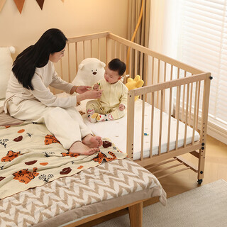 Xinxin lixiang crib beech children's bed removable multi-function bed bedside bed solid wood paint-free baby newborn splicing bed naked bed type b + 6 cm latex coconut palm mattress 130*70