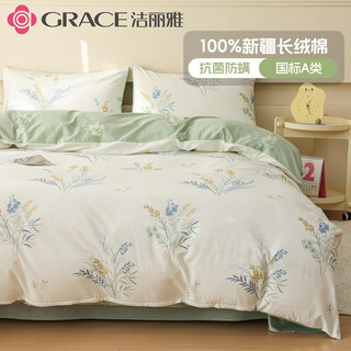 Jie liya (grace) pure cotton four-piece set a type antibacterial and skin-friendly small fresh double set set elena quilt cover 2*2.3m