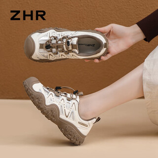 
ZHR hiking shoes for women casual outdoor sports lightweight creek tracing shoes for women versatile splicing women's shoes G683 rice brown 38